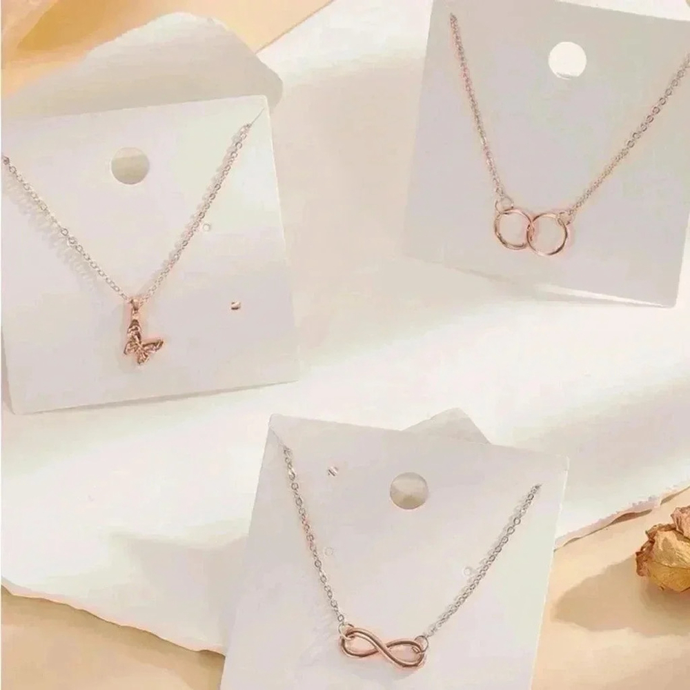 ⚠️Clearance 3pcs Infinity And Butterfly Pendant Necklaces Rose Gold